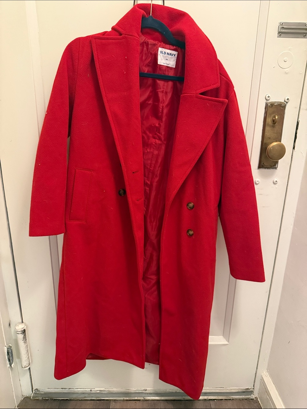 Old Navy Bold Red Double-Breasted Pea Coat